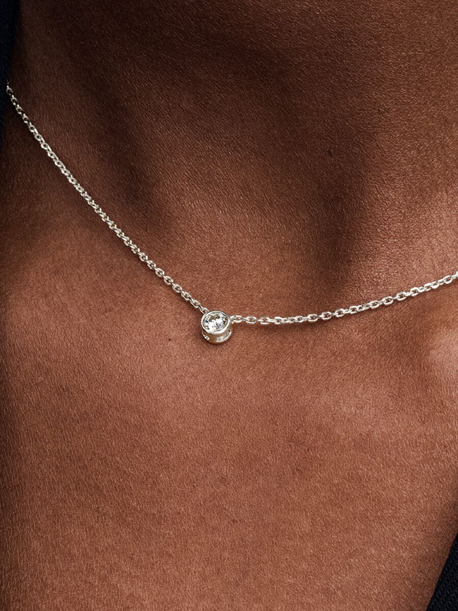 Pandora Era Bezel Sterling Silver Lab-grown Diamond Pendant Necklace
0.15 ct TW, Sterling silver