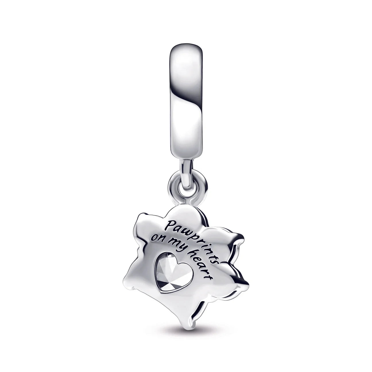 Sparkling Pet Paw Print Dangle Charm