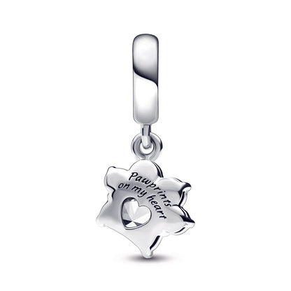 Sparkling Pet Paw Print Dangle Charm