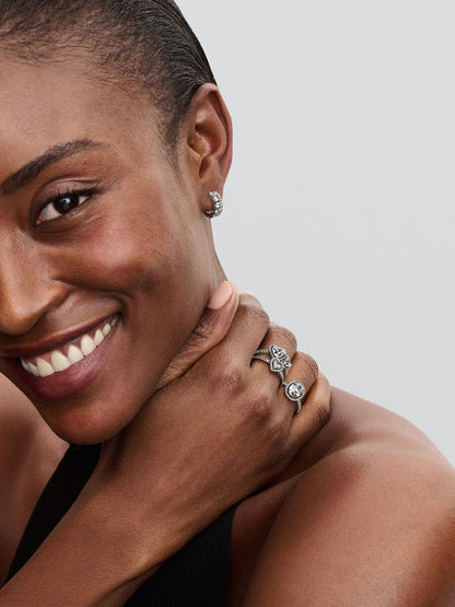 Oval Sparkling Halo Statement Ring