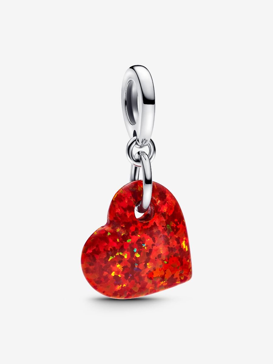 Opalescent Red Heart Dangle Charm
Sterling silver