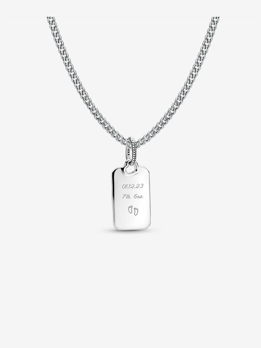Engravable Rectangle Tag Pendant Necklace Set