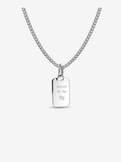 Engravable Rectangle Tag Pendant Necklace Set