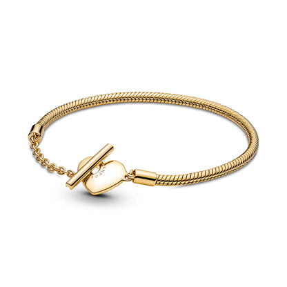 Heart T-Bar Snake Chain Bracelet