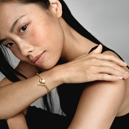 Heart T-Bar Snake Chain Bracelet