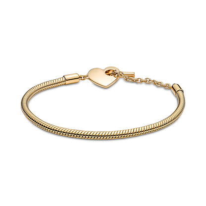 Heart T-Bar Snake Chain Bracelet