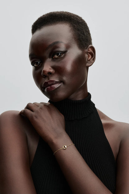 14k gold-plated bracelet with treated white freshwater cultured pearl and clear cubic zirconia - Chain bracelets