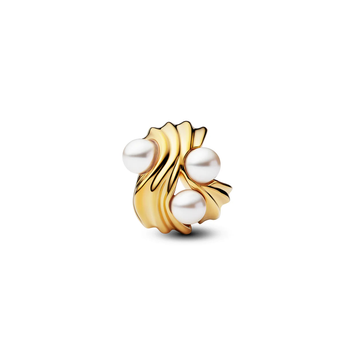 14K Gold-Plated Charm With White Lacquered Artificial Pearl