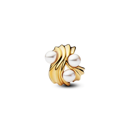 14K Gold-Plated Charm With White Lacquered Artificial Pearl