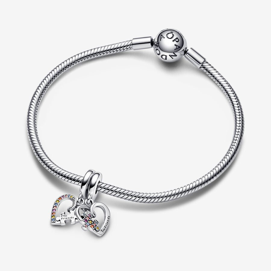 Puzzle Piece Hearts Splittable Friendship Dangle Charm