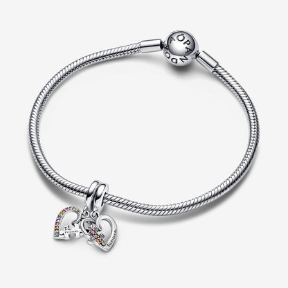 Puzzle Piece Hearts Splittable Friendship Dangle Charm
