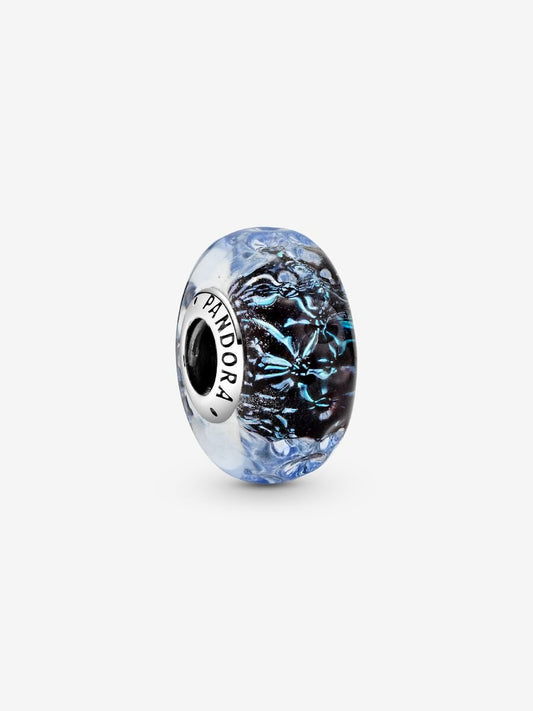 Wavy Dark Blue Murano Glass Ocean Charm
