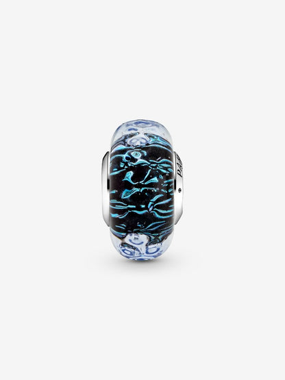 Wavy Dark Blue Murano Glass Ocean Charm