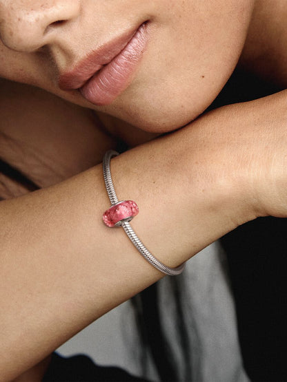 Wavy Fancy Pink Murano Glass Charm