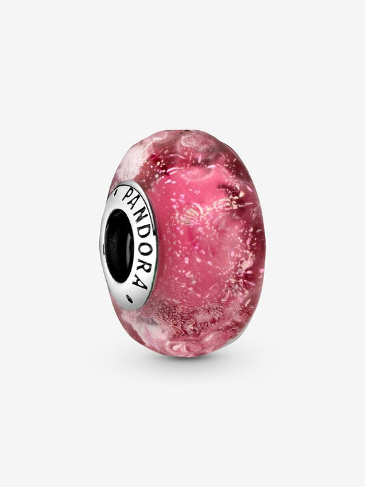 Wavy Fancy Pink Murano Glass Charm