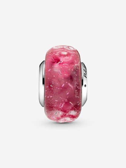 Wavy Fancy Pink Murano Glass Charm
