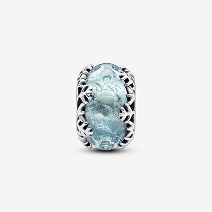 Winter Blue Snowflake Murano Charm