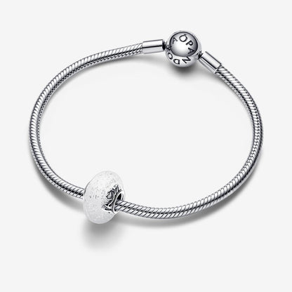 Glittery White Murano Glass Mom & Love Charm