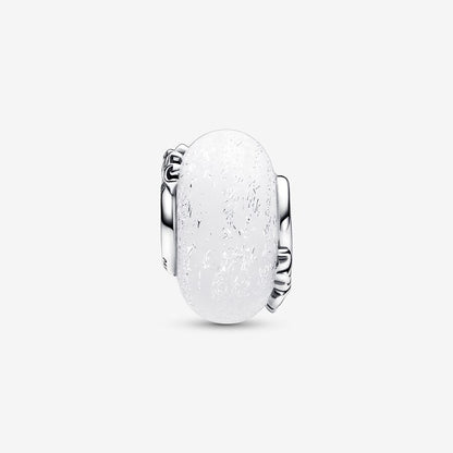 Glittery White Murano Glass Mom & Love Charm