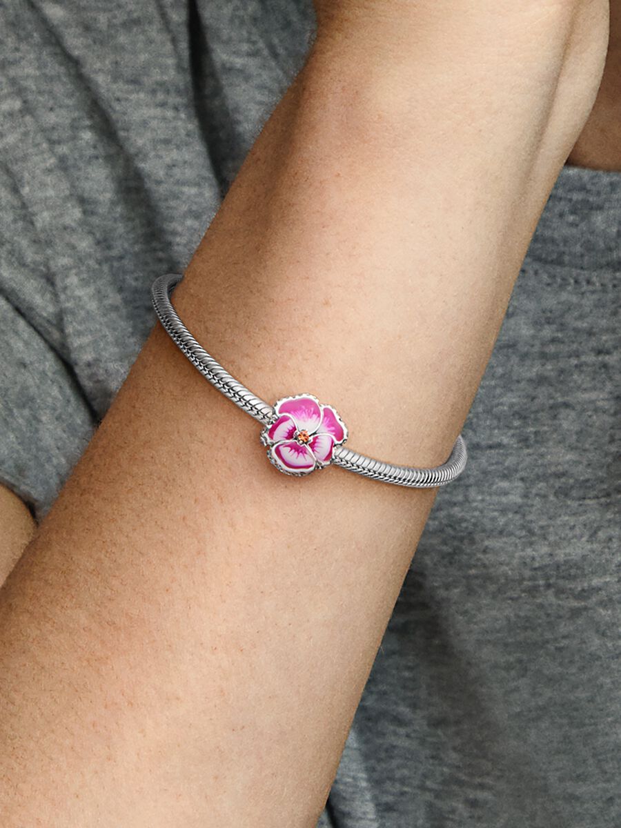 Pink Pansy Flower Charm