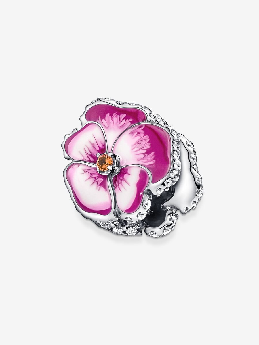 Pink Pansy Flower Charm