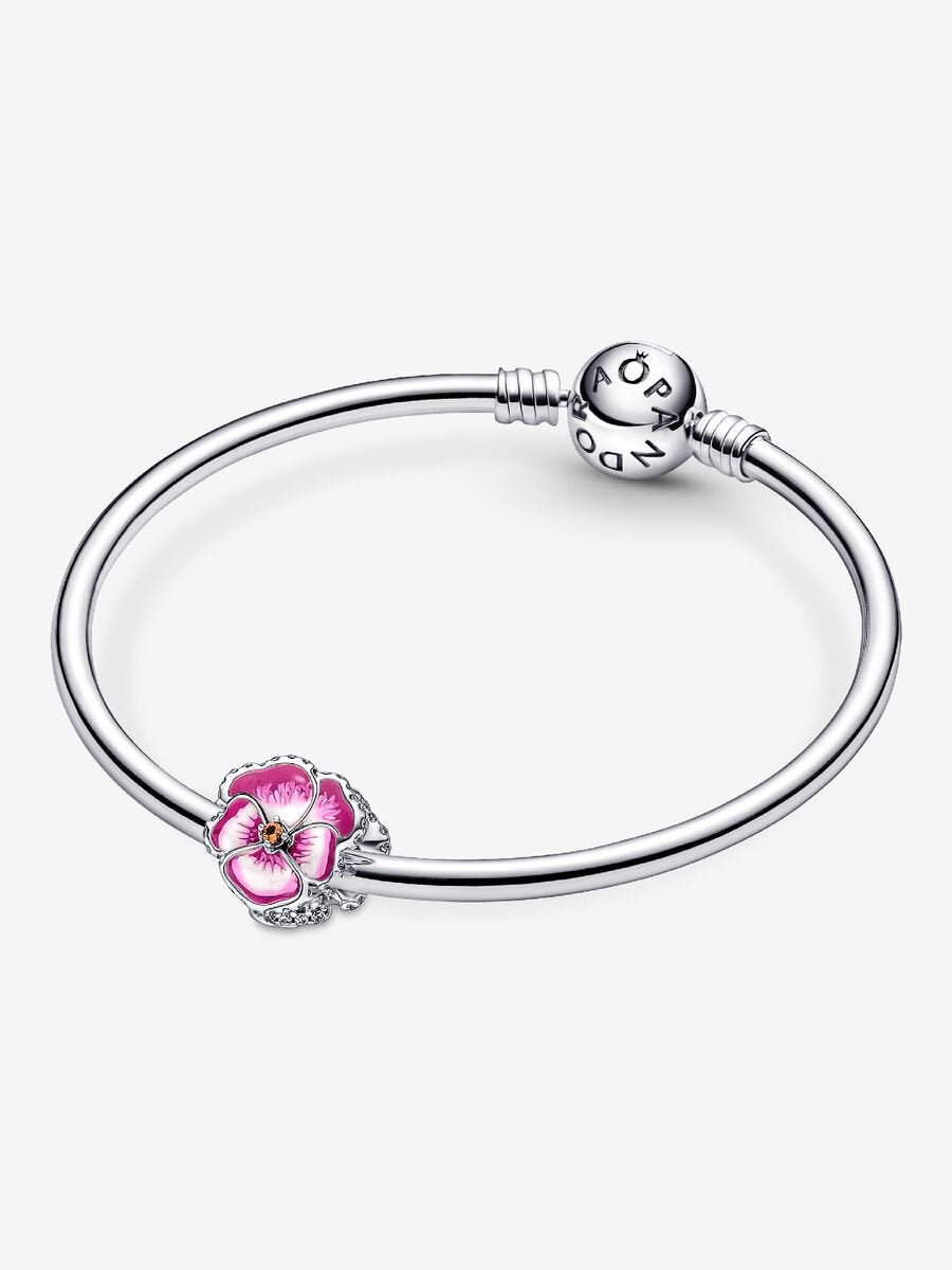 Pink Pansy Flower Charm