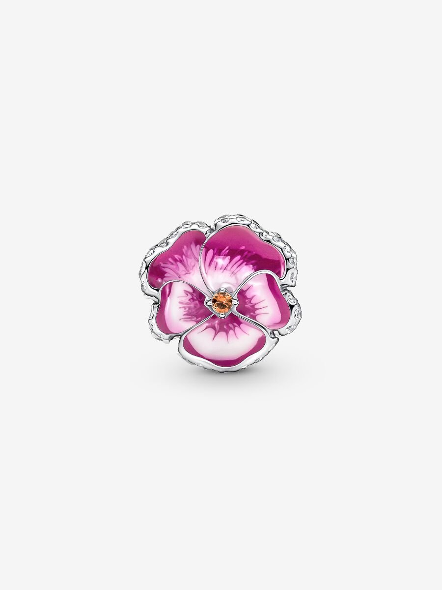 Pink Pansy Flower Charm