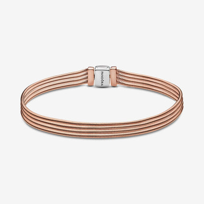 Multi snake chain 14k rose gold-plated and sterling silver bracelet