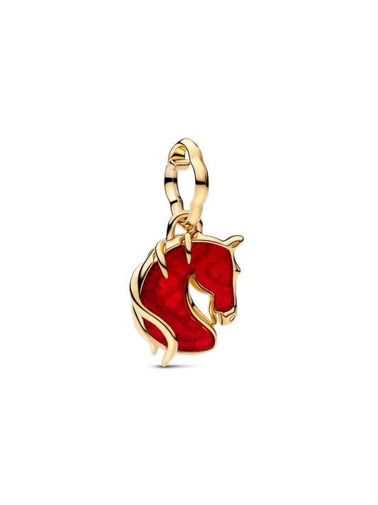 Pandora Red Fire Horse Murano Glass Dangle Charm