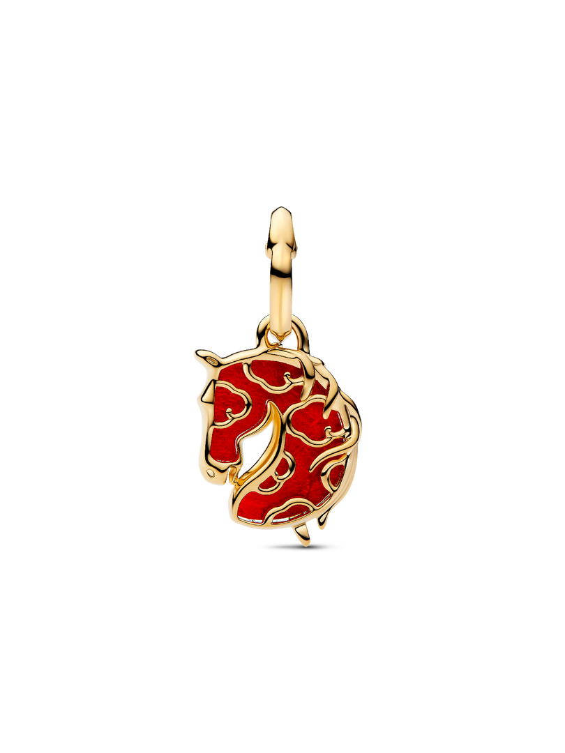 Pandora Red Fire Horse Murano Glass Dangle Charm