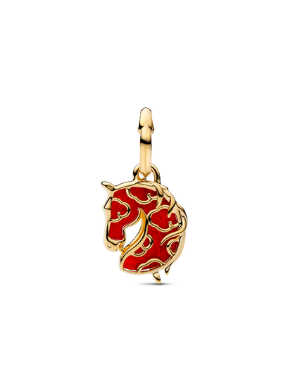 Pandora Red Fire Horse Murano Glass Dangle Charm