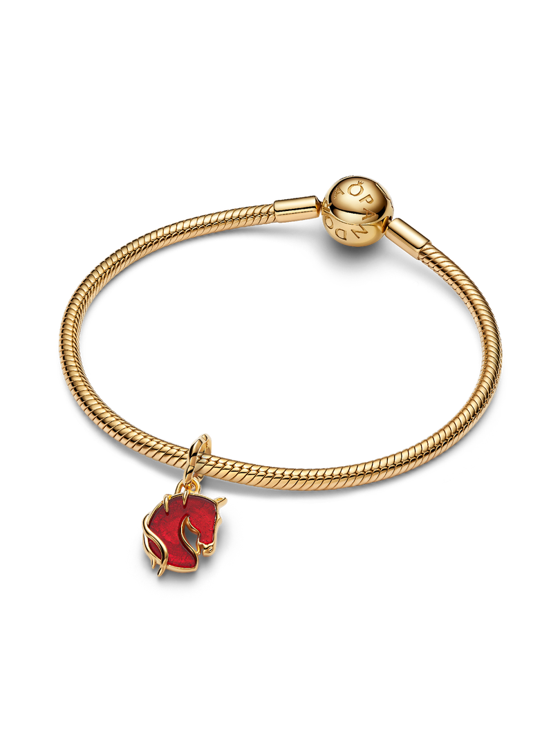 Pandora Red Fire Horse Murano Glass Dangle Charm