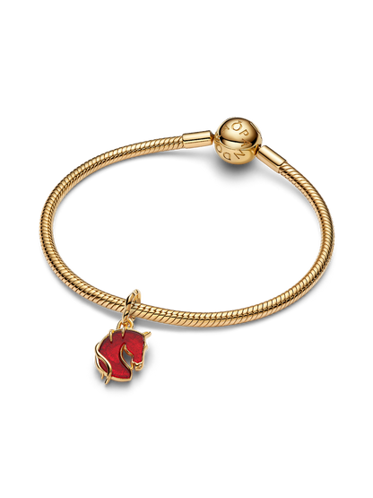 Pandora Red Fire Horse Murano Glass Dangle Charm