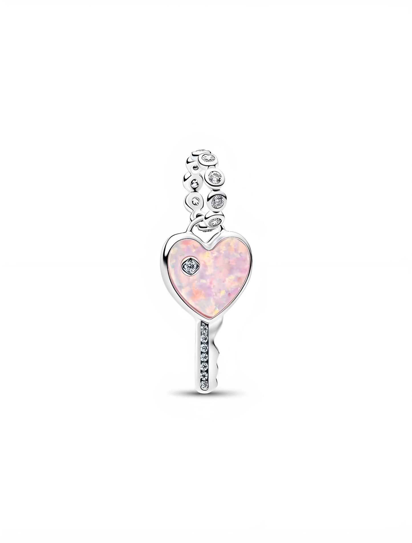 Opalescent Heart Key Dangle Charm