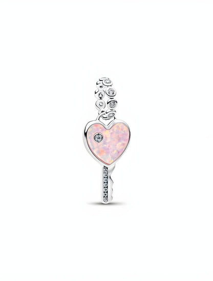 Opalescent Heart Key Dangle Charm