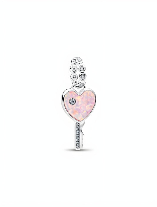 Opalescent Heart Key Dangle Charm