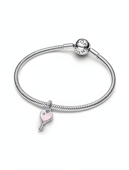 Opalescent Heart Key Dangle Charm