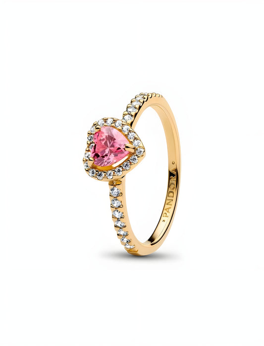 GOLD Elevated Pink Heart Ring