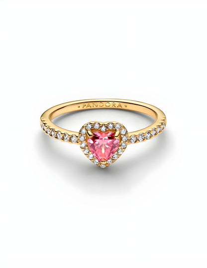 GOLD Elevated Pink Heart Ring
