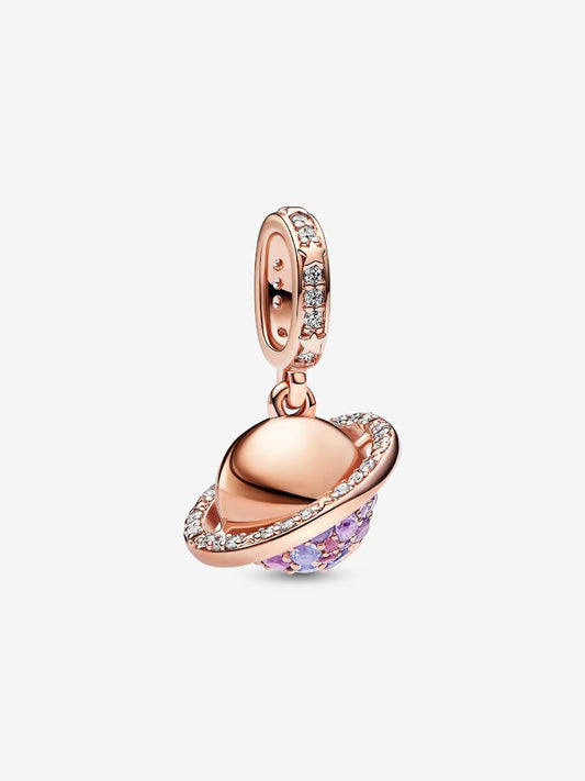 Planet Saturn Sparkling Dangle Charm