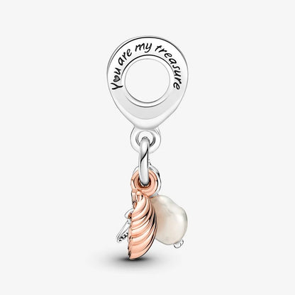 Treated Freshwater Cultured Pearl, Starfish & Shell Triple Dangle Charm