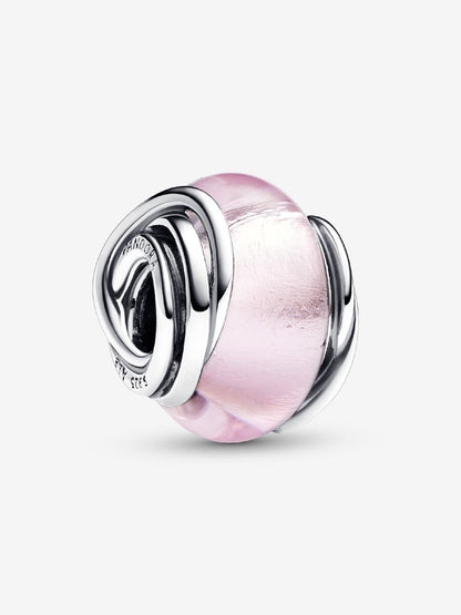 Encircled Pink Murano Glass Charm
