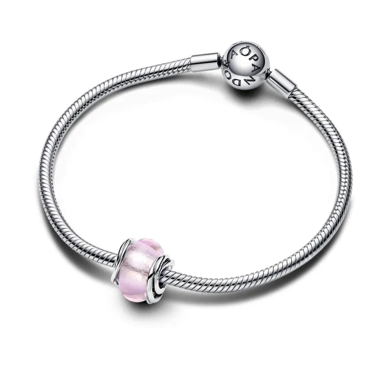 Encircled Pink Murano Glass Charm