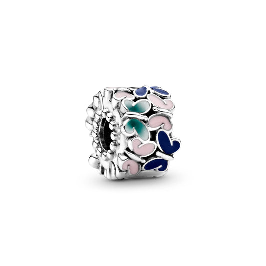 Butterfly Silver Clip With Green, Blue And Pink Enamel