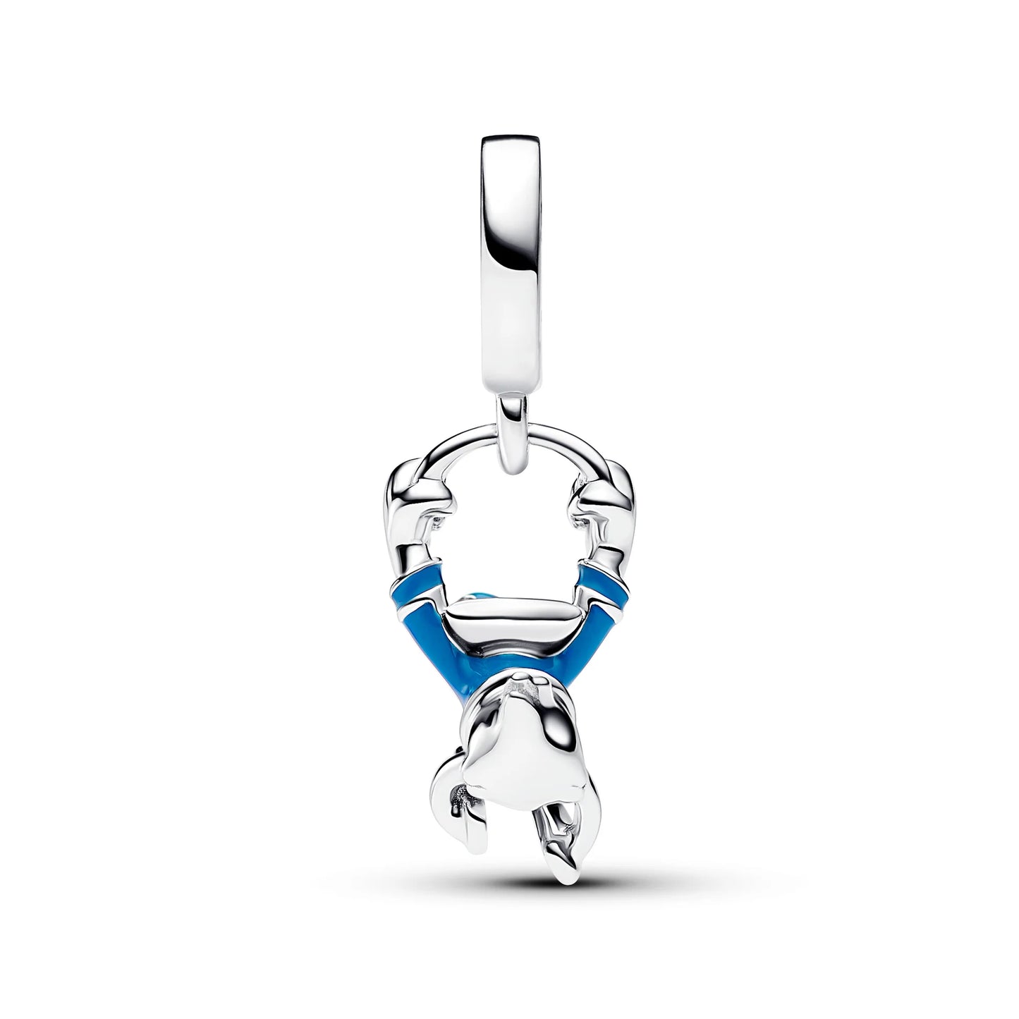 Disney Donald Duck Sterling Silver Dangle With Holographic Red And Blue Enamel