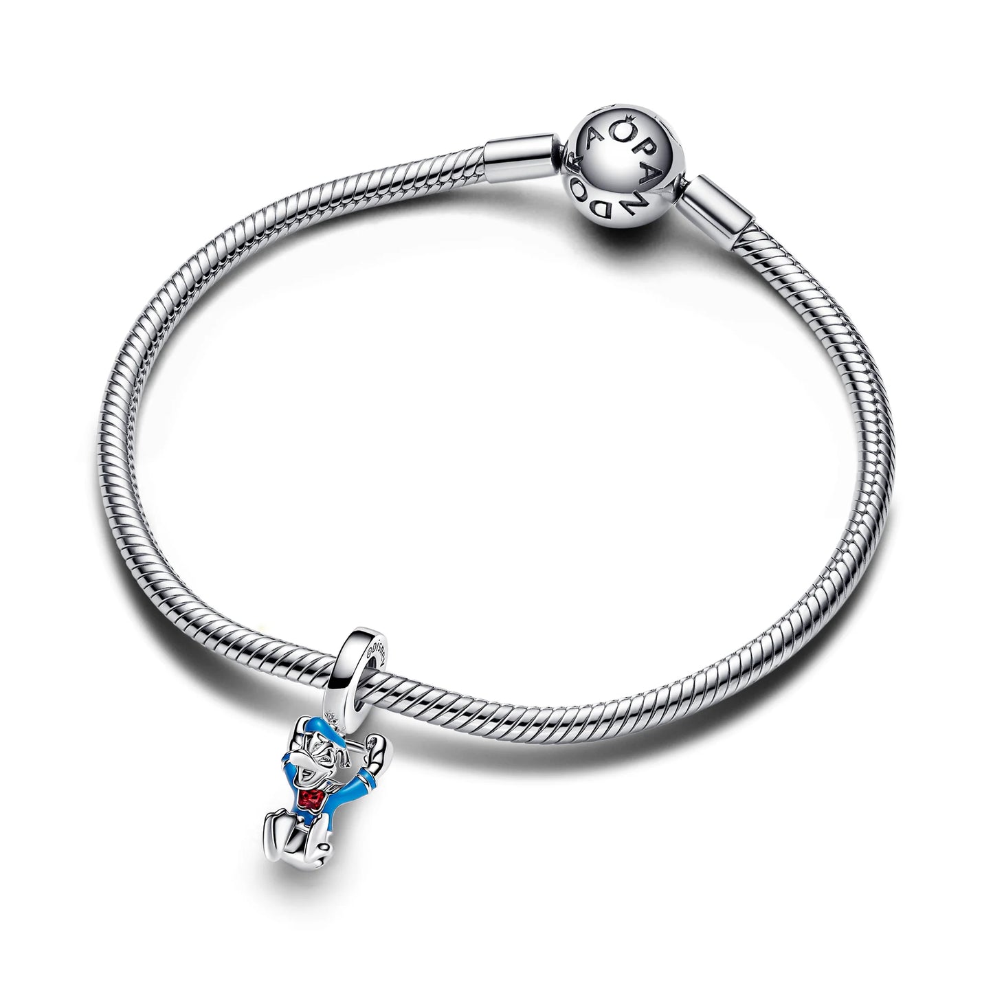 Disney Donald Duck Sterling Silver Dangle With Holographic Red And Blue Enamel