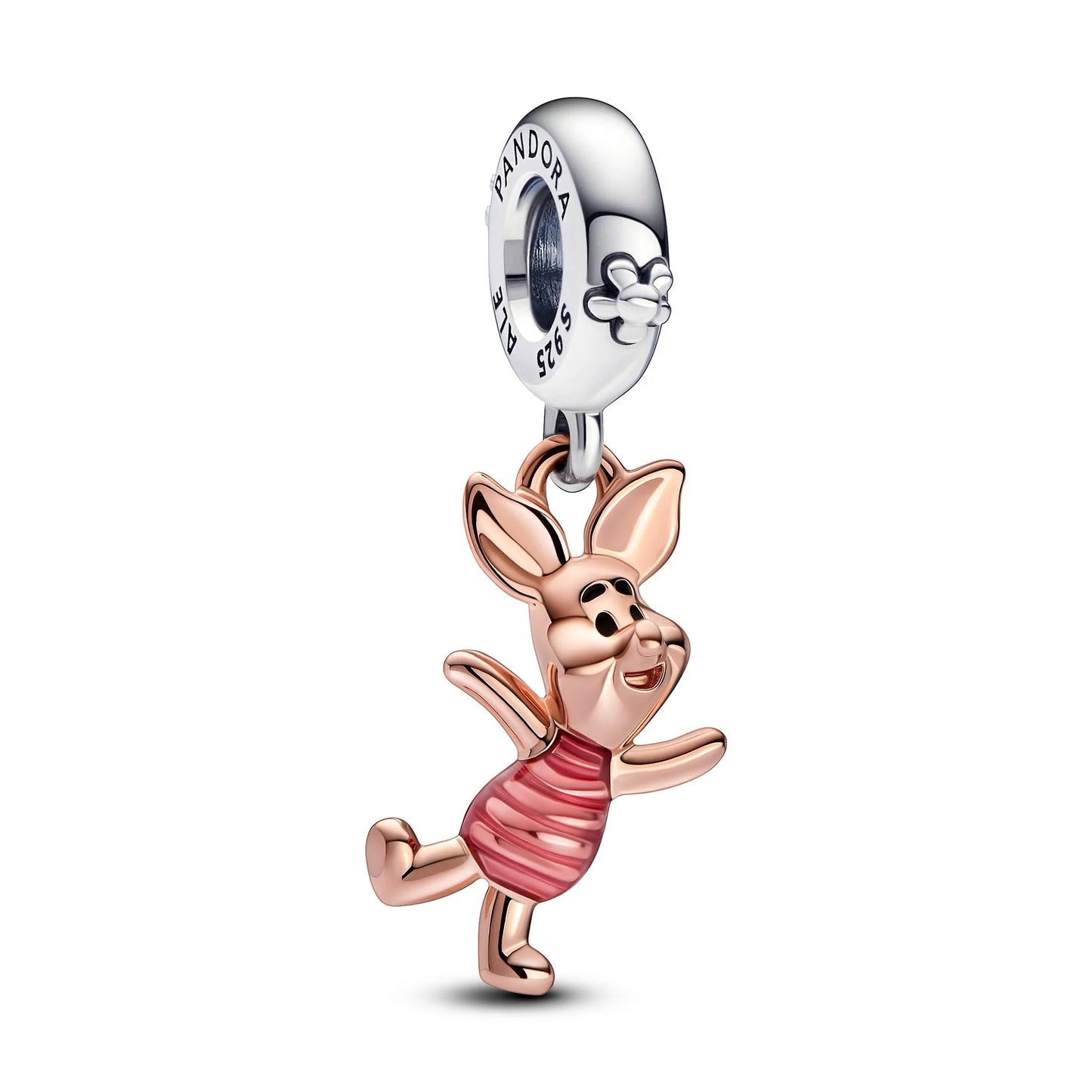 Disney Piglet Sterling Silver Transparent Pink And Black Enamel