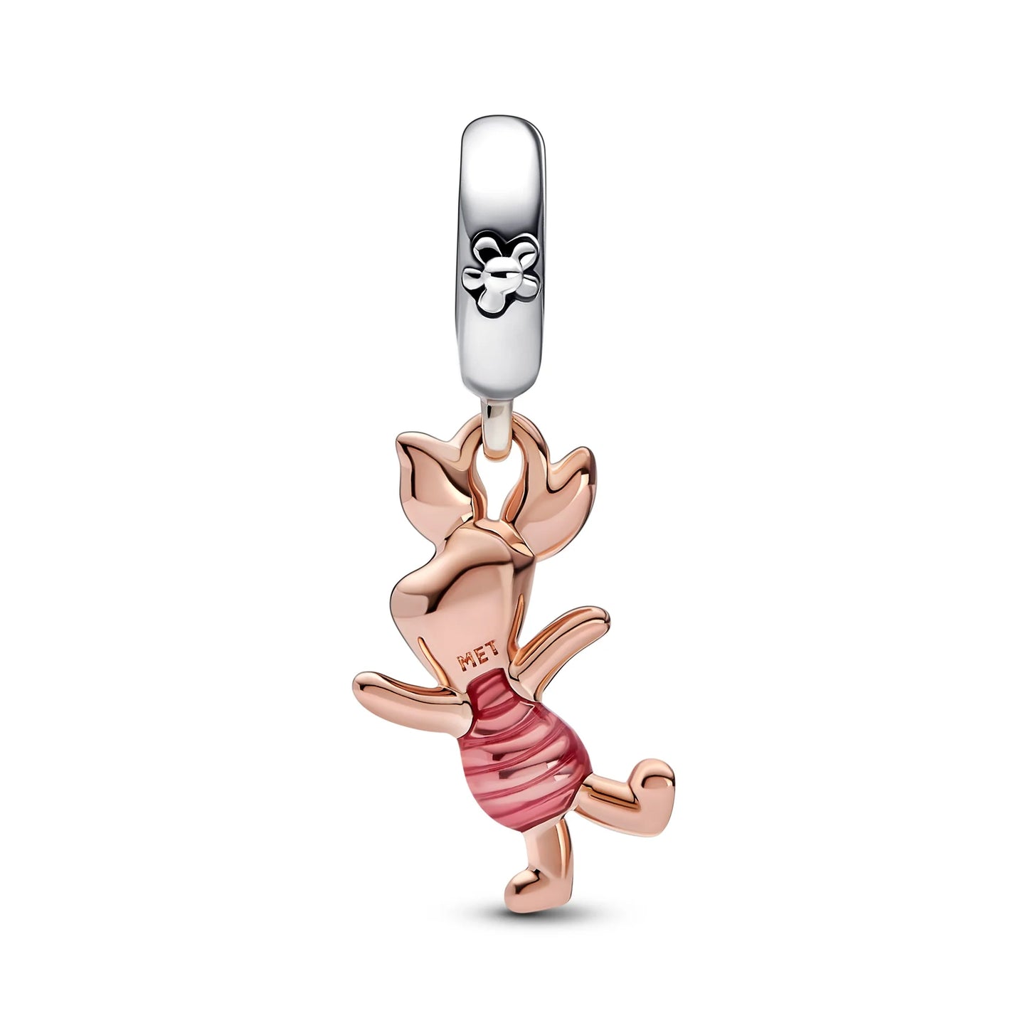 Disney Piglet Sterling Silver Transparent Pink And Black Enamel