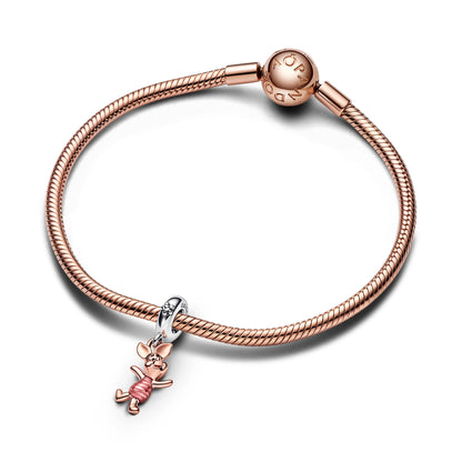 Disney Piglet Sterling Silver Transparent Pink And Black Enamel