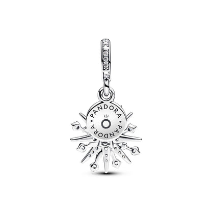 Firework Sterling Silver Double Dangle With Clear Cubic Zirconia